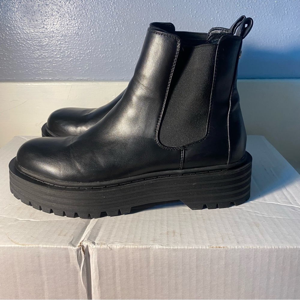 Azalea Wang Black Meesh Chunky Sole Combat Chelsea Boot Womens Size 11